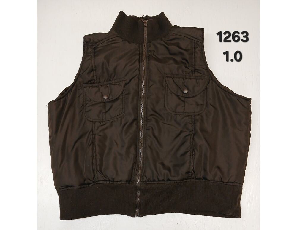 Pink SOUP (3X) Brown Cropped Puffer Vest Sleeveless Jacket